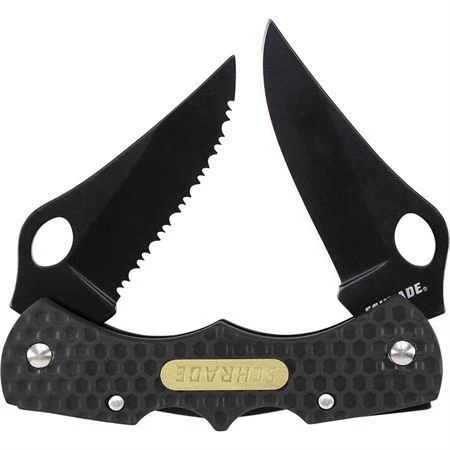 Schrade 005DLB Double Clip Black Finish Blade Lockback Folding Pocket Knife With Black Plastic Handle - Image 2