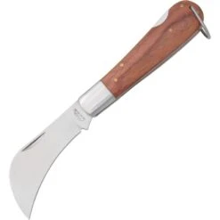 Rite Edge CN210600 Hawkbill Lockback Folding Pocket Stainless Blade Knife With Wood Handles