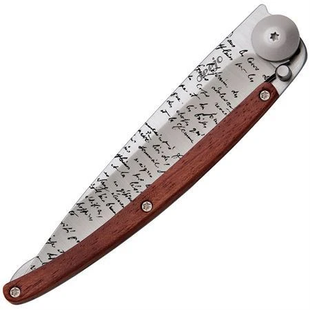 Deejo 1CB055 Tattoo Titan 37g Manuscript Knife With Coral Wood Handle - Image 2