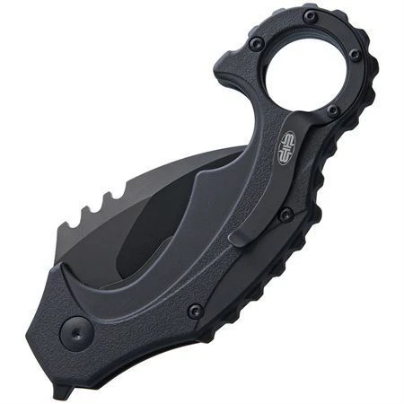 Brous M001B Enforcer Linerlock Knife With Black Sculpted Polymer Handle - Image 2