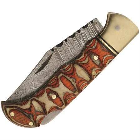 Damascus 1285 Twisted Wood Lockback Knife - Image 2