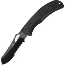 Gerber 1648G EZ Out DPSF Black Part Serrated Blade Lockback Folding Pocket Knife