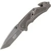 Smith & Wesson MP11G M&P Tanto Point Blade Linerlock Folding Pocket Knife With Gray Rubber Coated Handles