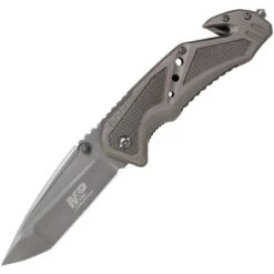 Smith & Wesson MP11G M&P Tanto Point Blade Linerlock Folding Pocket Knife With Gray Rubber Coated Handles
