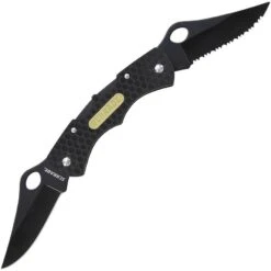 Schrade 005DLB Double Clip Black Finish Blade Lockback Folding Pocket Knife With Black Plastic Handle