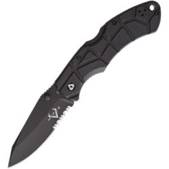 V NIVES 30206 Rocky II Lockback Black Finish Knife With Black Sculpted FRN Handle