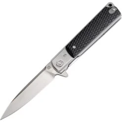Artisan 1802PBKC Classic Linerlock Satin Finish Drop Point Blade Knife With Black Checkered G-10 Handle