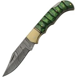 Damascus 1303GN Grooved Lockback Green