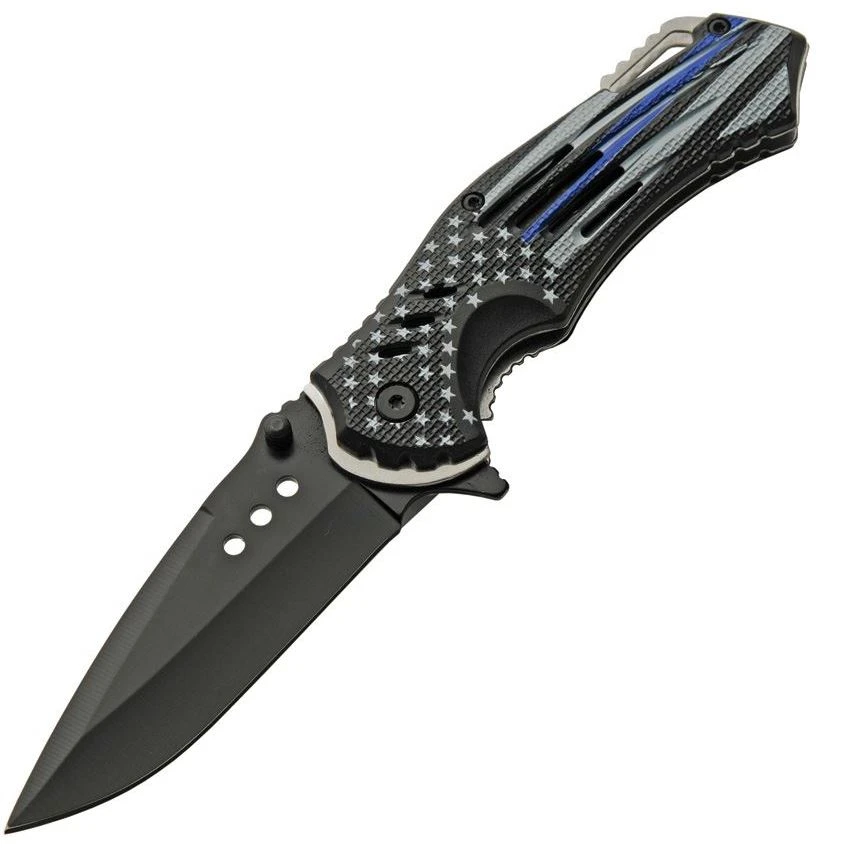 Rite Edge Knives 300552PO Police Flag Linerlock A/O