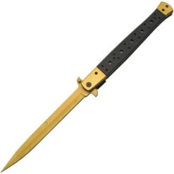 China Made 300540GD Long Stiletto Linerlock Gold